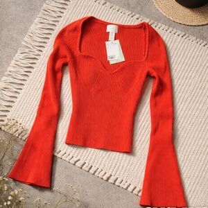 H&M Vibrant Red Ribbed Top
